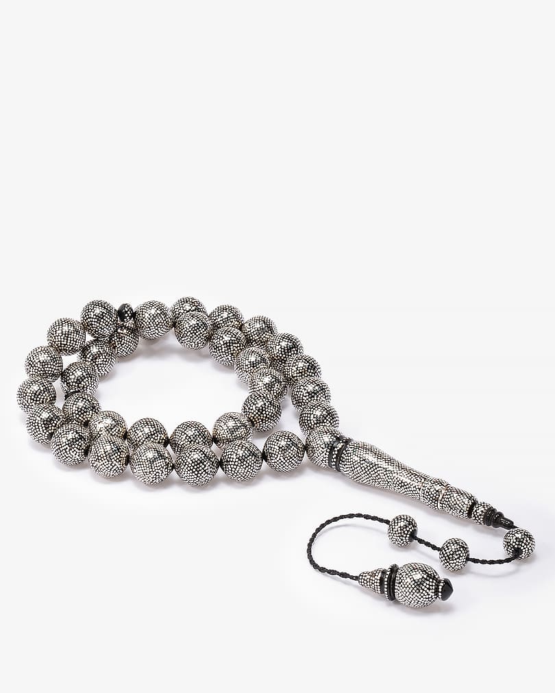 سبحة كوك طبيعي مرصعة بالفضة الخالصة