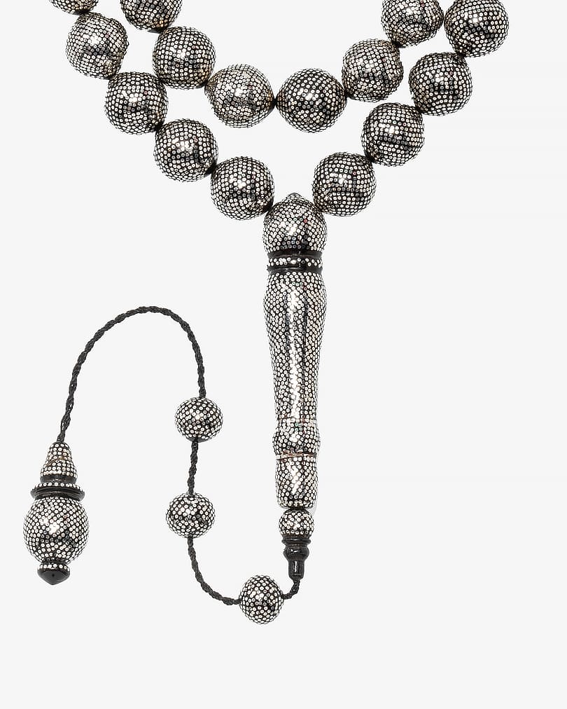 سبحة كوك طبيعي مرصعة بالفضة الخالصة