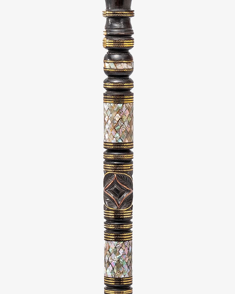 عصا عكاز ايبانوس منقوش بصدف طبيعي