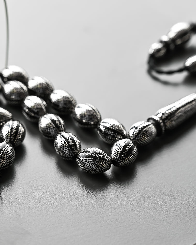 Yussor wood silver rosary ROS5199BK