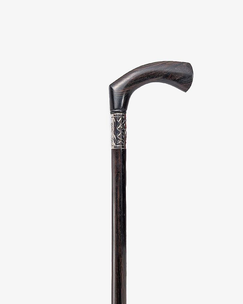 عصا عكاز خشب ايبانوس طبيعي فاخر