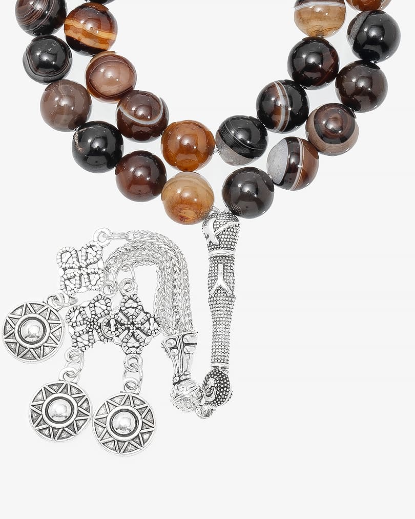 سبحة حجر عقيق بعروق انيقة