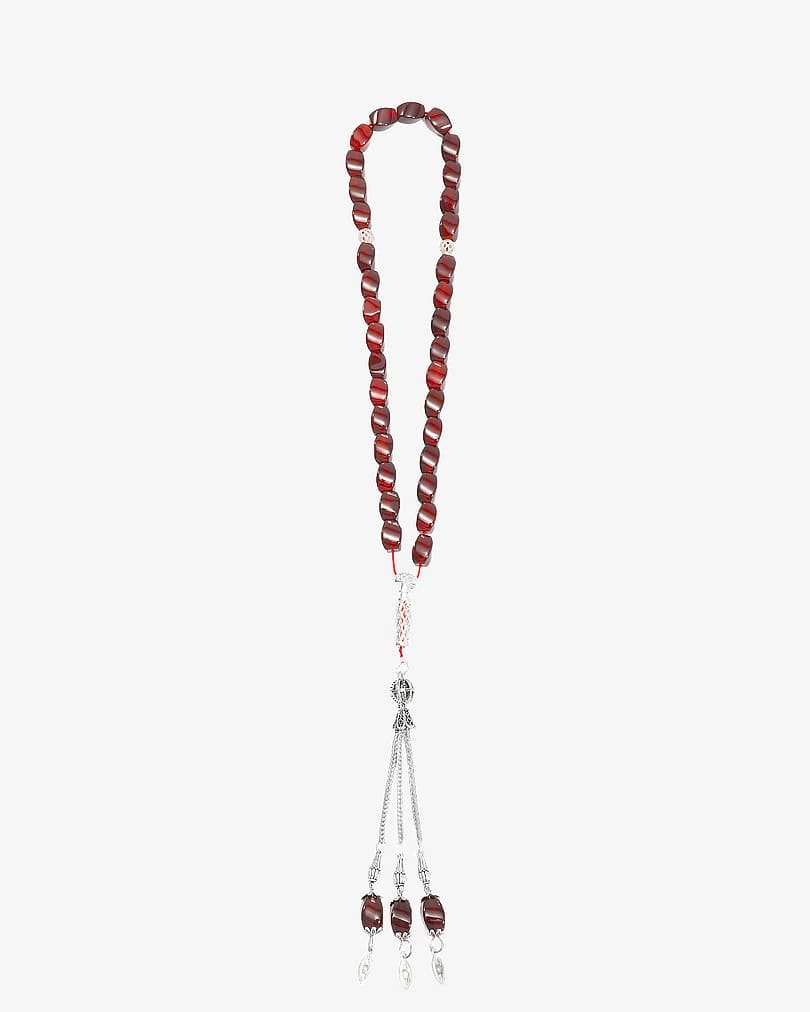 سبحة حجر عقيق طبيعي كبدي انيقة