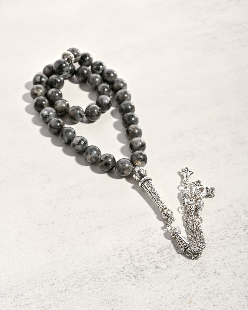 سبحة حجر تورمالين كوارتز طبيعي