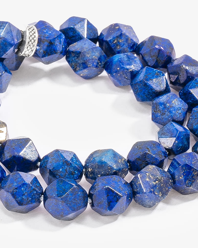 سبحة فضة بقصة الاماس لازورد طبيعي