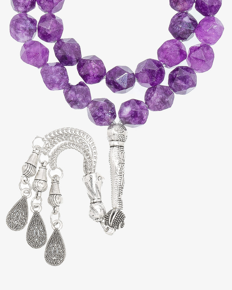 Amethyst stone rosary with a diamond story purple
