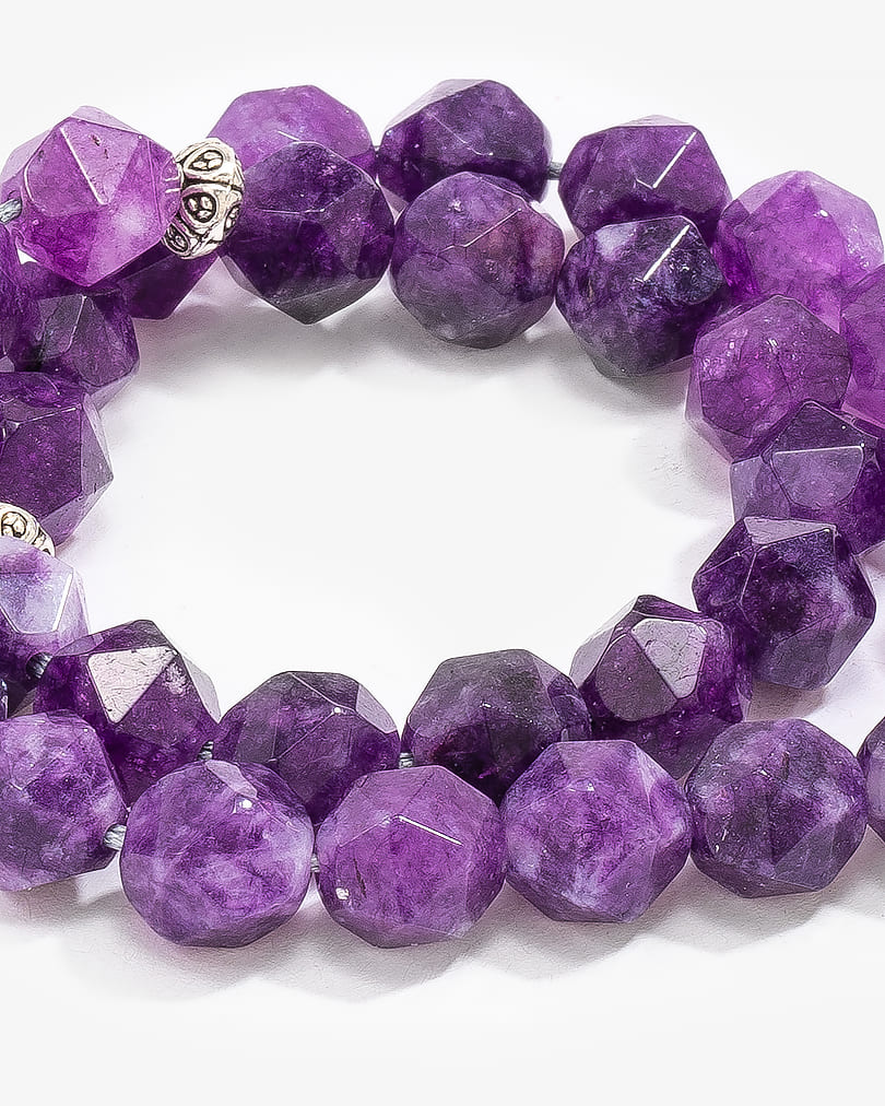 Amethyst stone rosary with a diamond story purple
