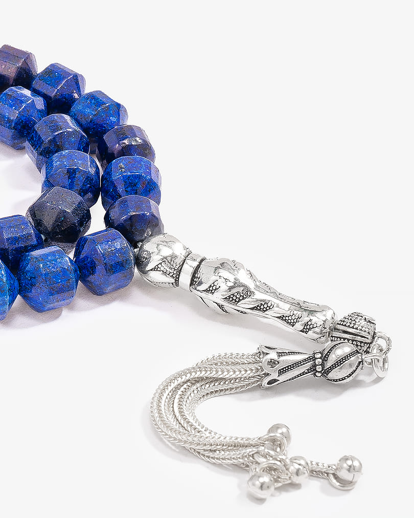 سبحة فضة حجر لازورد طبيعي انيق