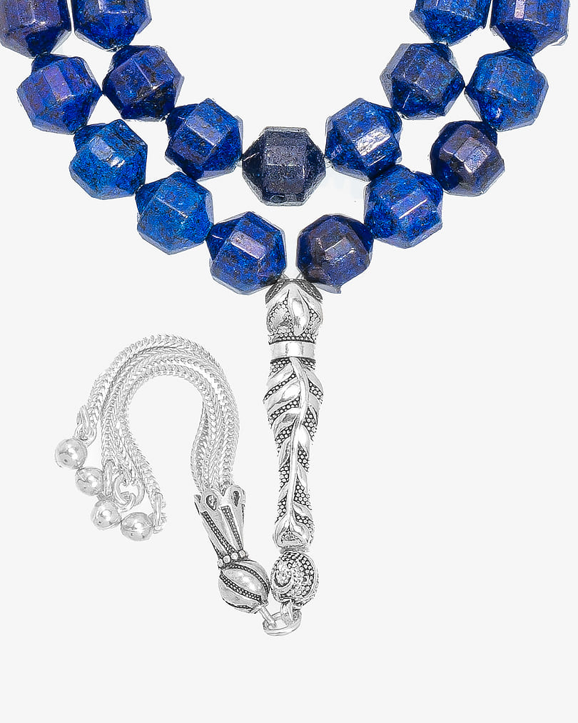 سبحة فضة حجر لازورد طبيعي انيق
