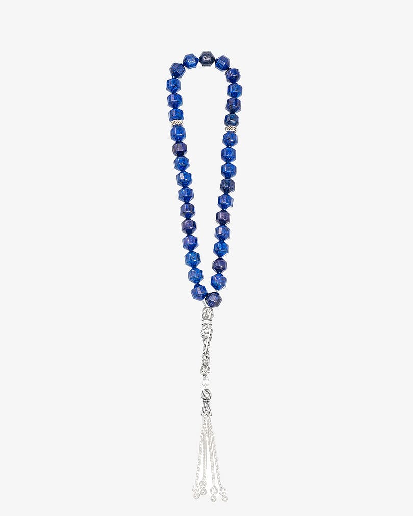 سبحة فضة حجر لازورد طبيعي انيق