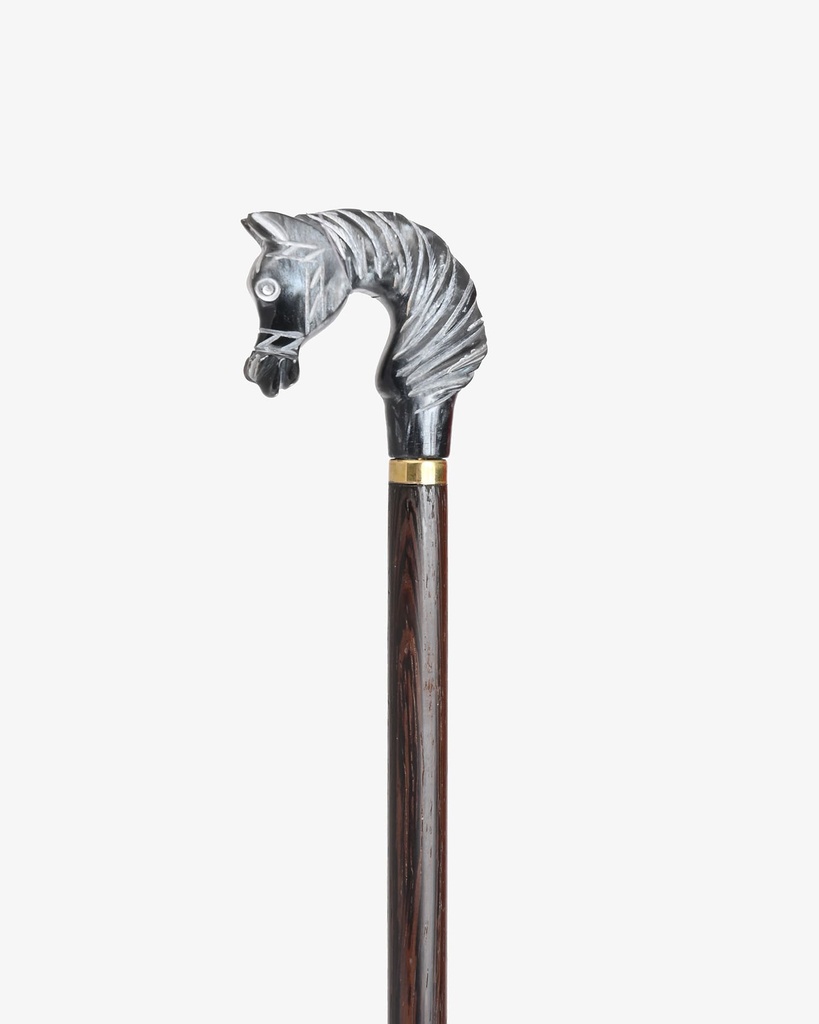 عصا عكاز خشب فينجي بشكل رأس الحصان