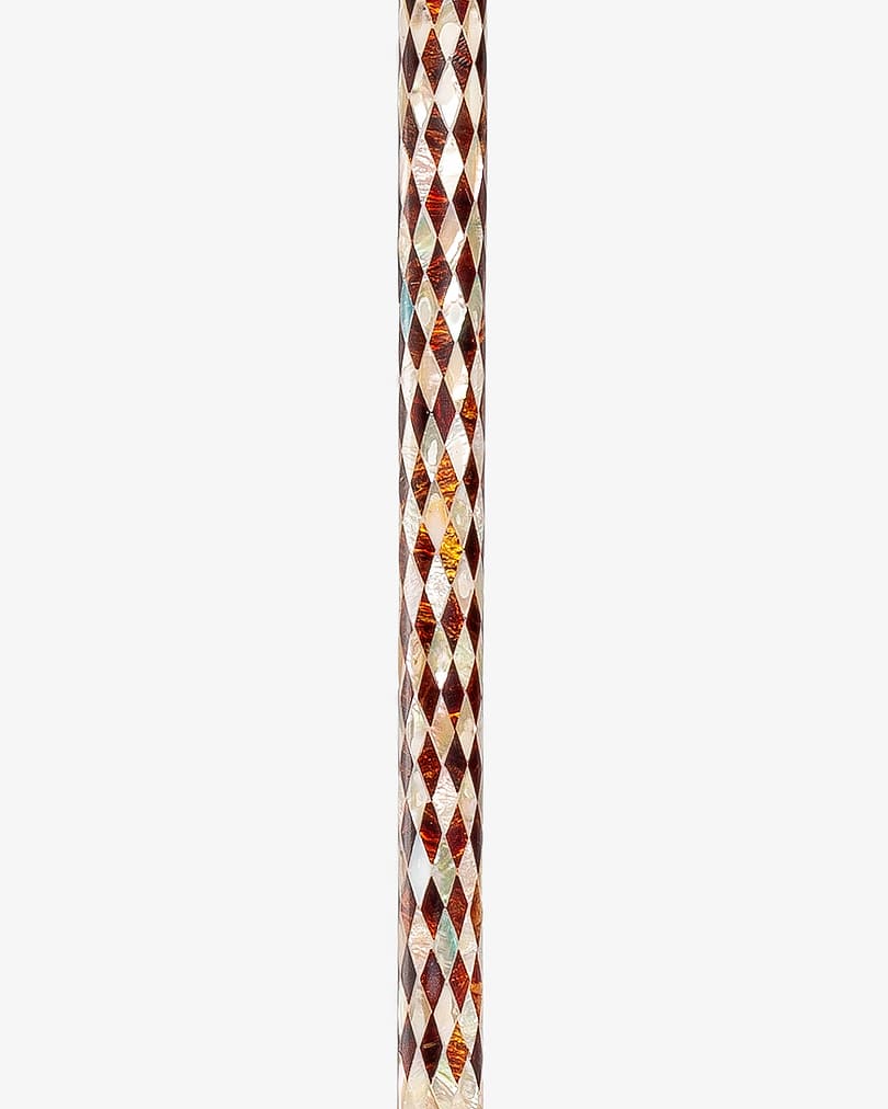 عصا عكاز مقبض دائري منقوش بصدف طبيعي