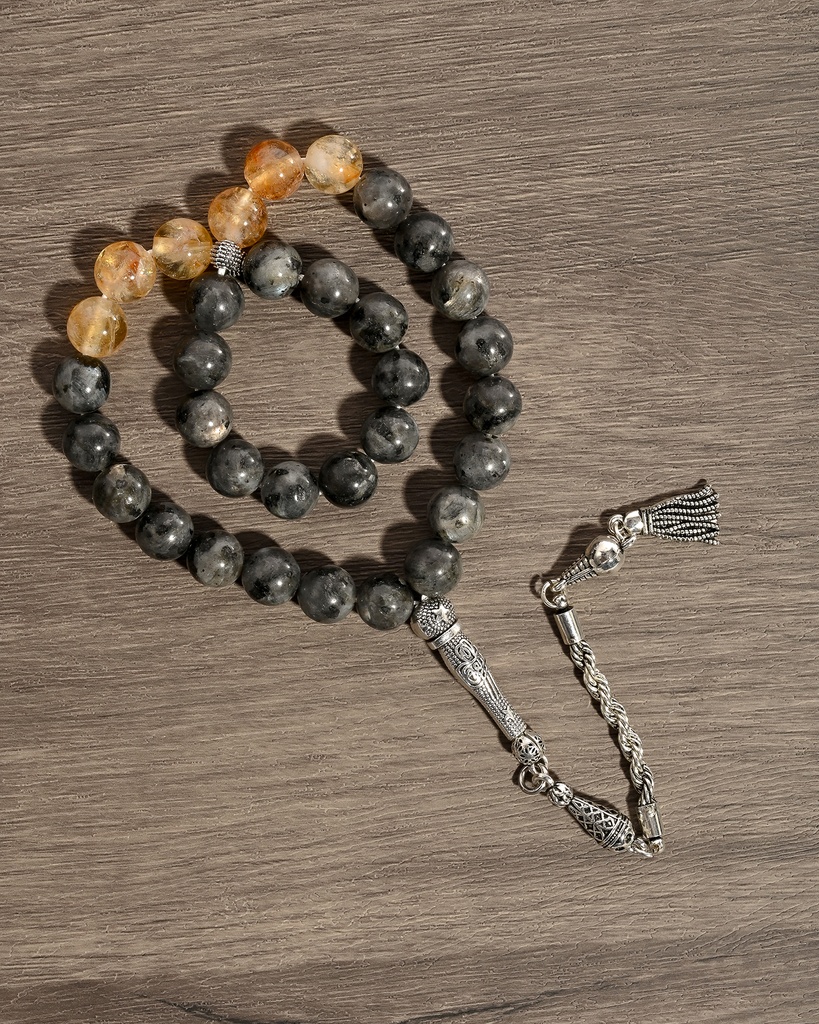 سبحة  حجر لابرادوريت وسترين ROS3090GY