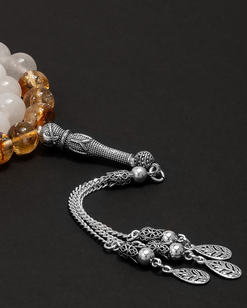 Jade whaite and citrine rosary ROS3080WH