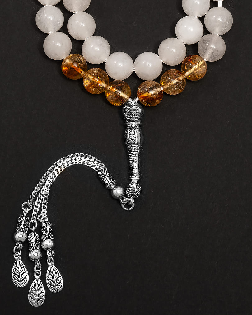 Jade whaite and citrine rosary ROS3080WH