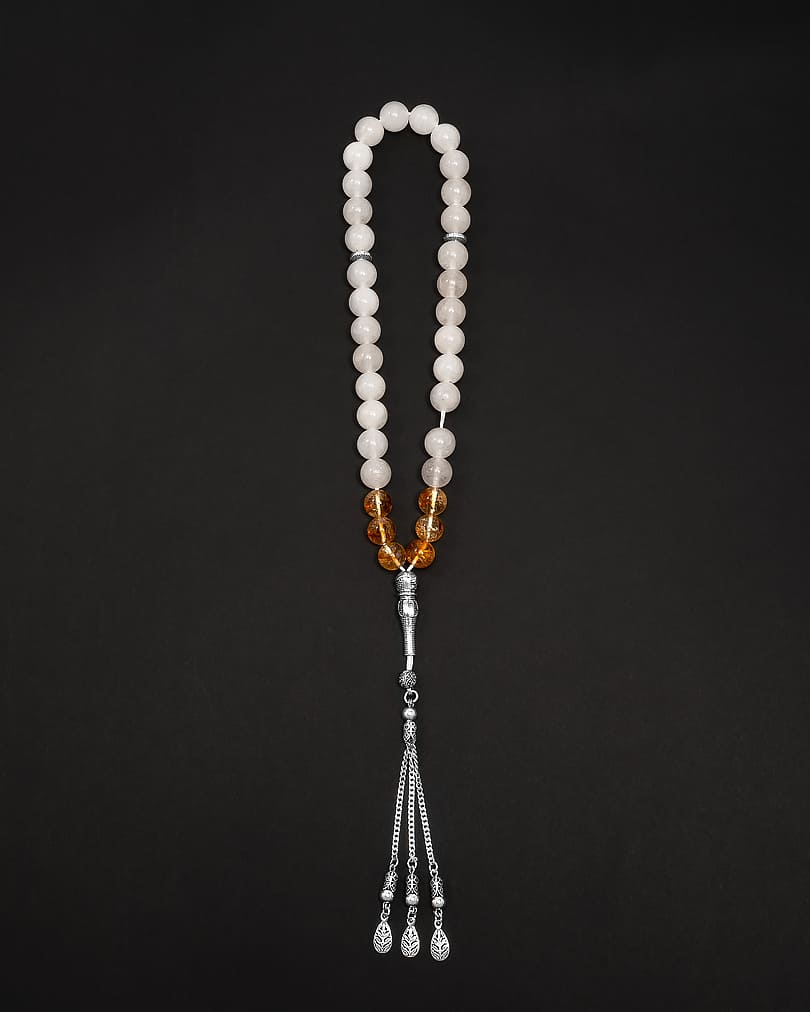 Jade whaite and citrine rosary ROS3080WH