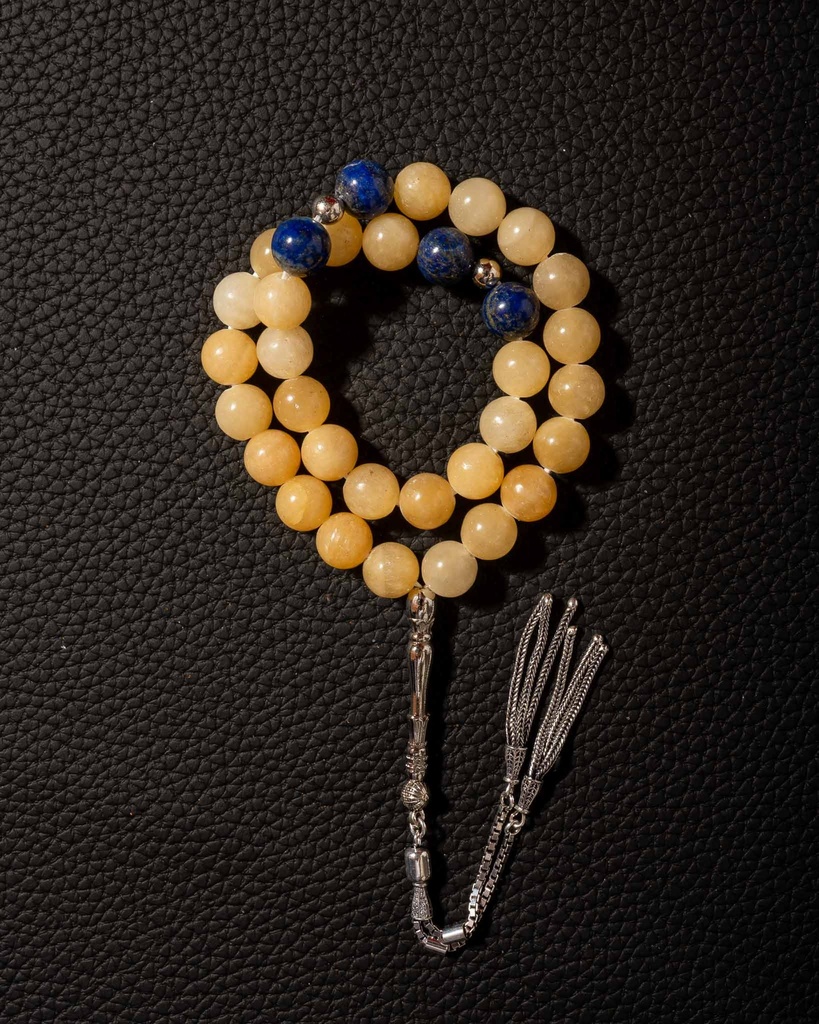 سبحة فضة حجر افينتورين ولازورد