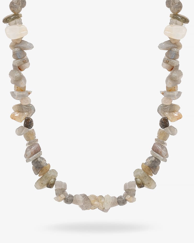 Women's necklace with gray labradorite stone WNEC082GY