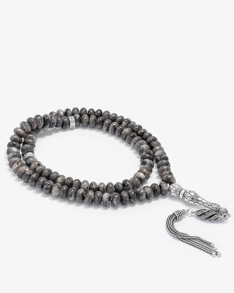 سبحة فضة حجر لابرادوريت 99 خرزة