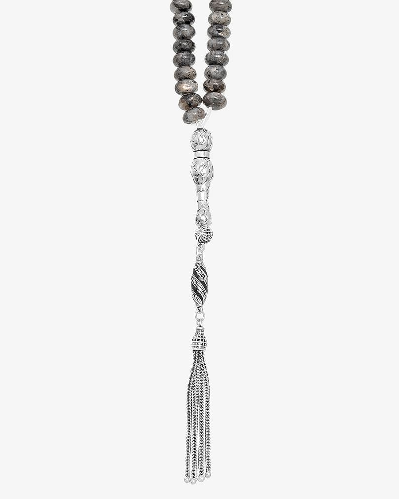 سبحة فضة حجر لابرادوريت 99 خرزة