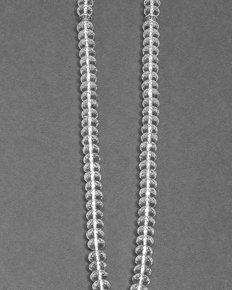 سبحة فضة حجر كلير كوارتز 99 خرزة