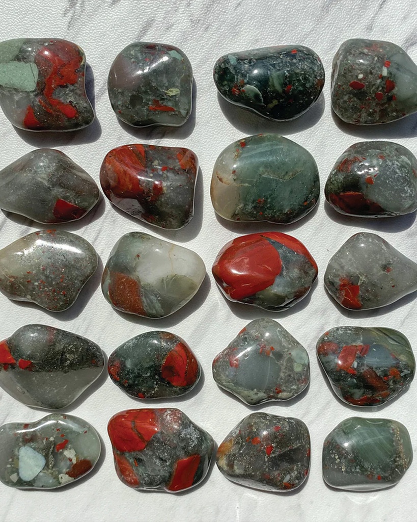 سبحة فضة حجر الدم الافريقي طبيعي