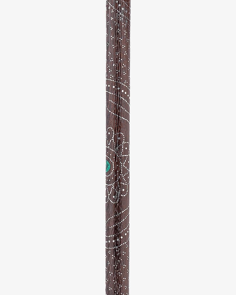 عصا عكاز خشب فينجي منقوش بملاكيت