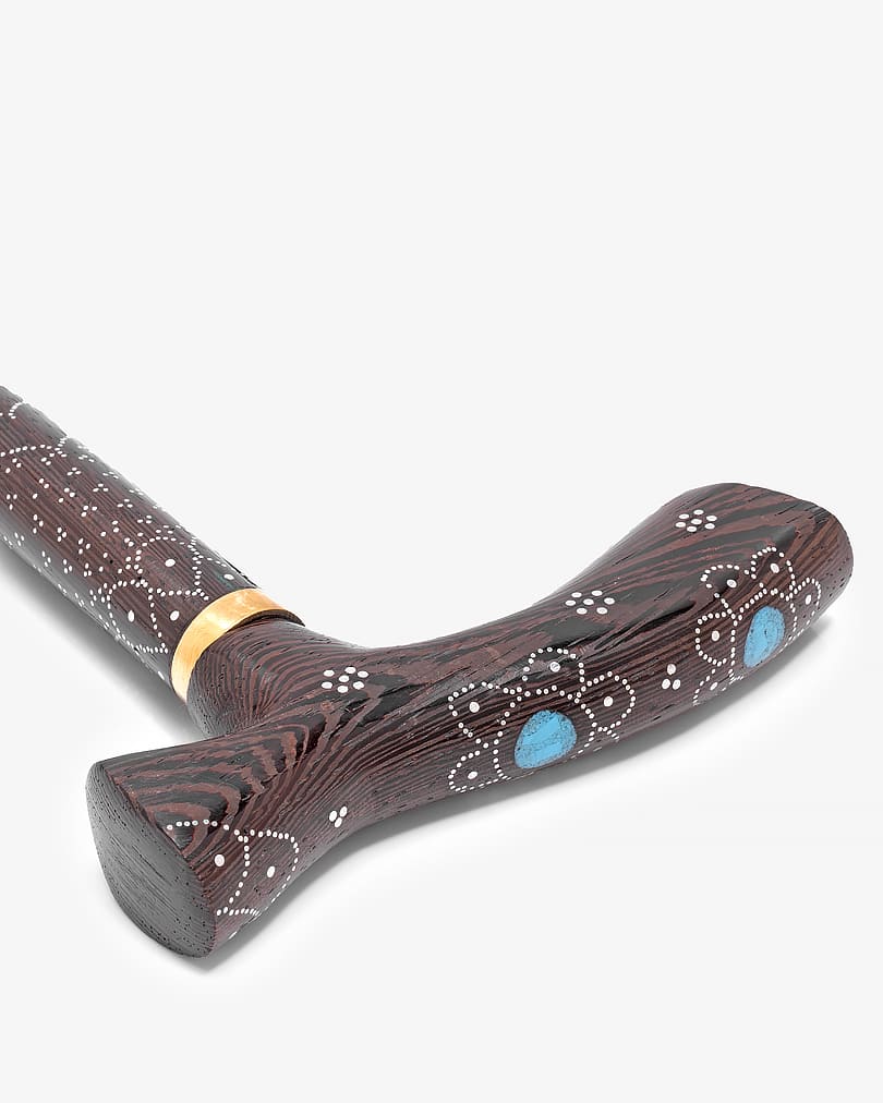 عصا عكاز خشب فينجي مزخرف فيروز