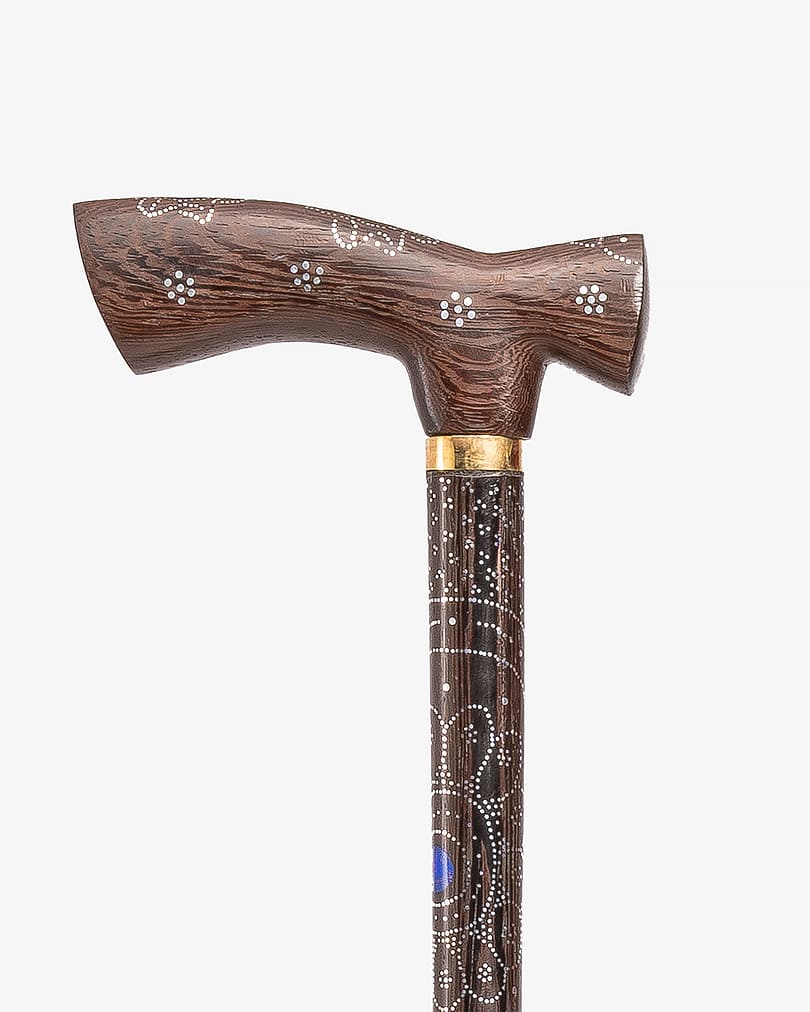 عصا عكاز خشب فينجي مزين لازورد فاخر