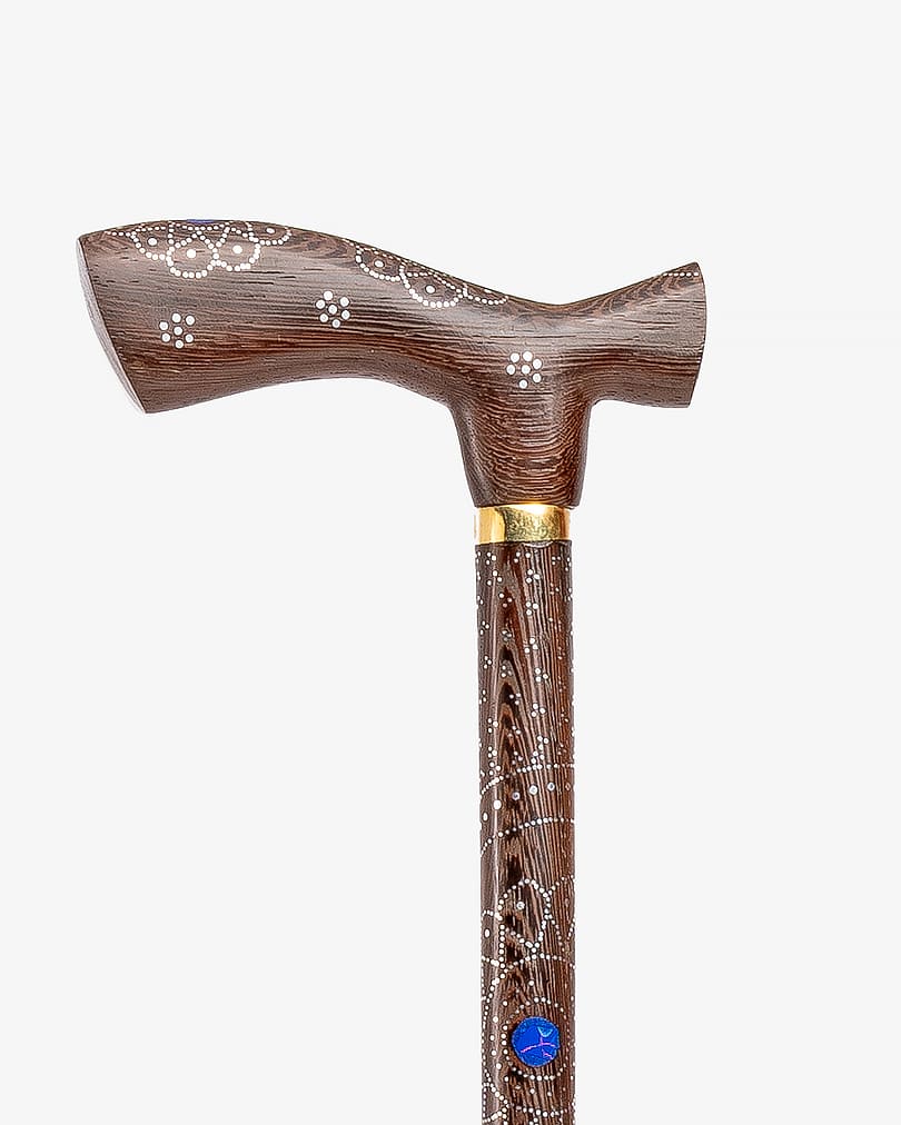 عصا عكاز خشب فينجي مزين لازورد فاخر