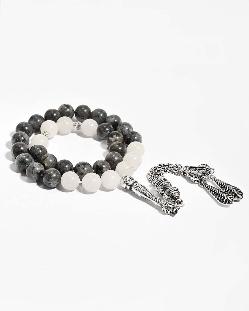 Natural labradorite white quartz stone rosary ROS8088MC