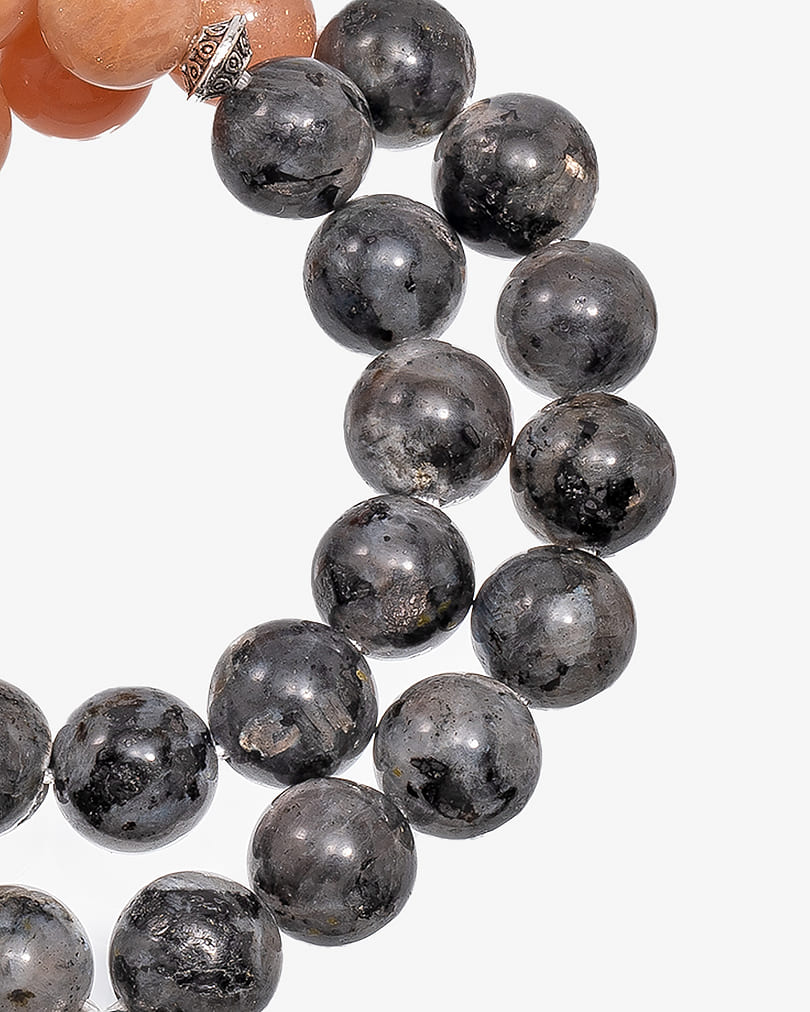 Natural labradorite and rose jade stone rosary ROS8087MC