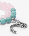 Silver rose quartz and natural aquamarine rosary ROS3109MC