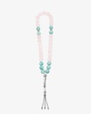 Silver rose quartz and natural aquamarine rosary ROS3109MC