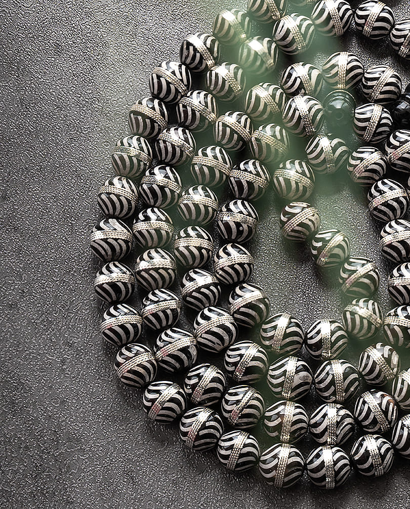 Luxurious natural and silver rosary ROS5284MC