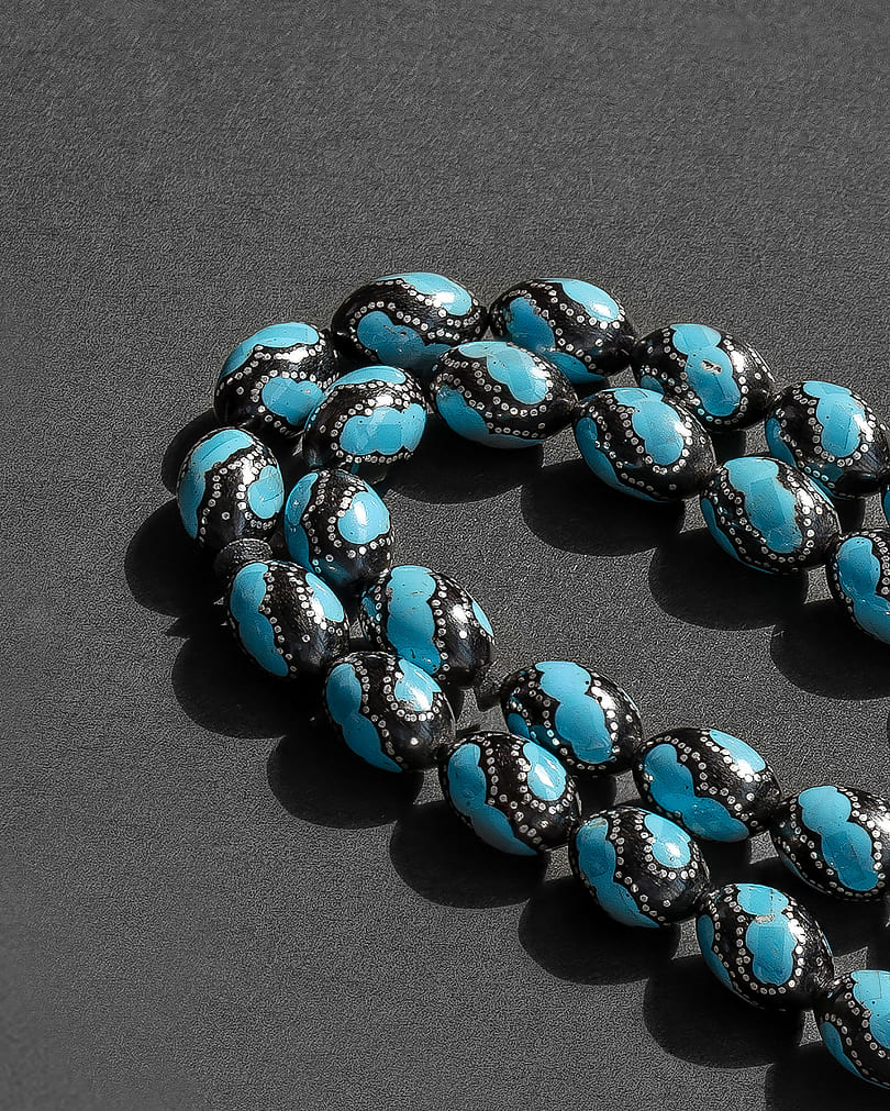 Kok rosary in silver similar to turquoise ROS5296MC