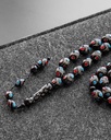 Kok turquoise and coral rosary inlaid with silver ROS5291MC