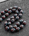 Kok turquoise and coral rosary inlaid with silver ROS5291MC