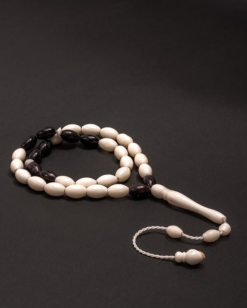 Camel bone rosary and oval kok ROS5277WH