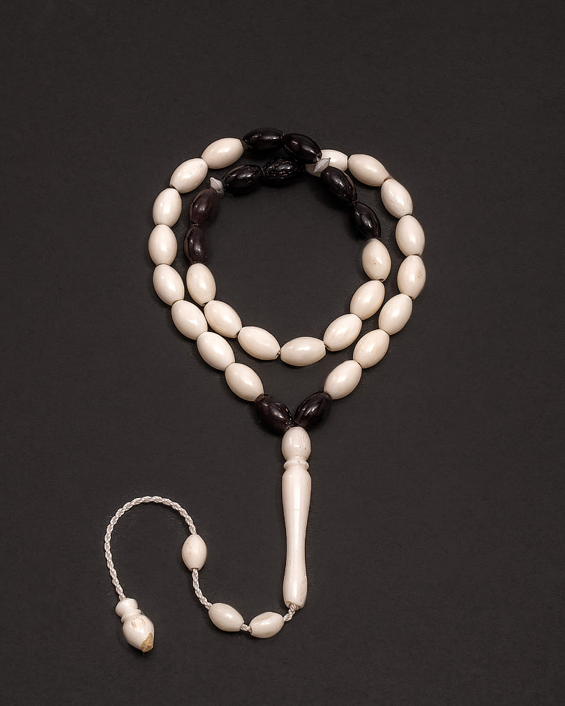 Camel bone rosary and oval kok ROS5277WH