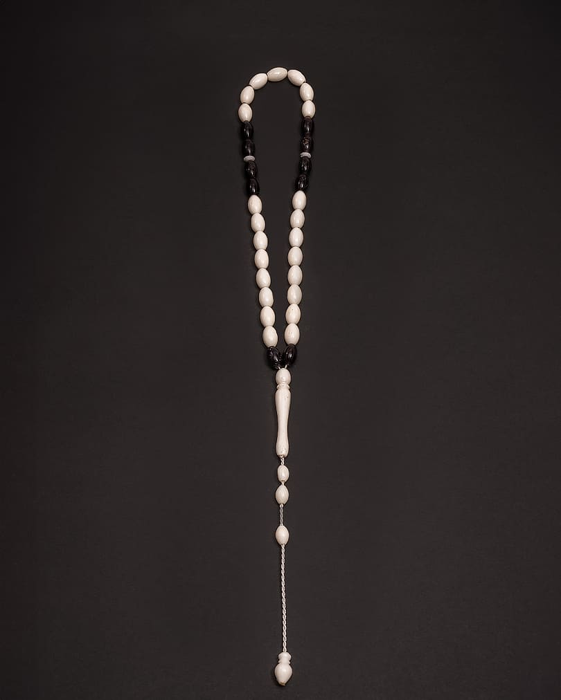 Camel bone rosary and oval kok ROS5277WH