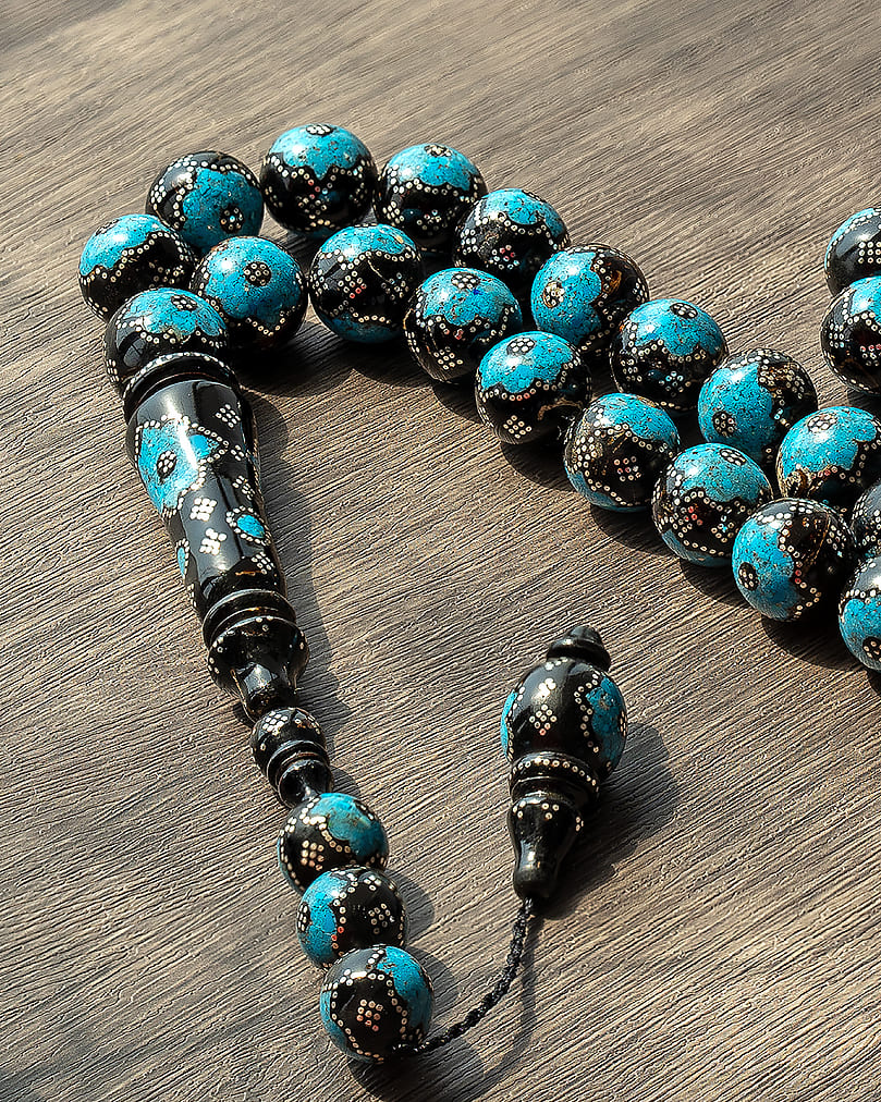 سبحة فضة يسر مزين بفيروز