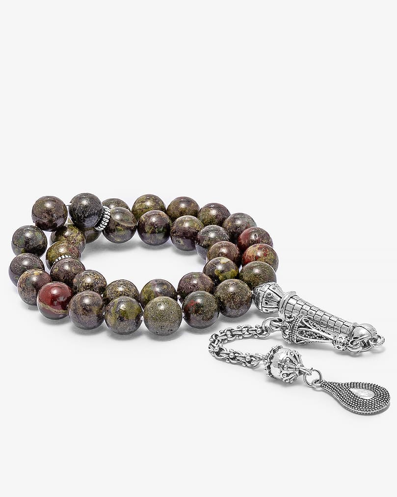 سبحة فاخرة حجر  دراقون بلود طبيعي