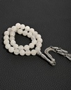 سبحة حجر جاد ابيض طبيعي ROS8038WH