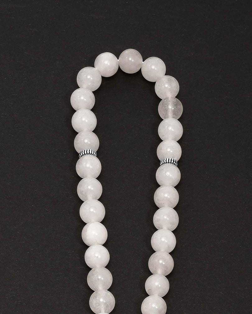 سبحة حجر جاد ابيض طبيعي ROS8038WH