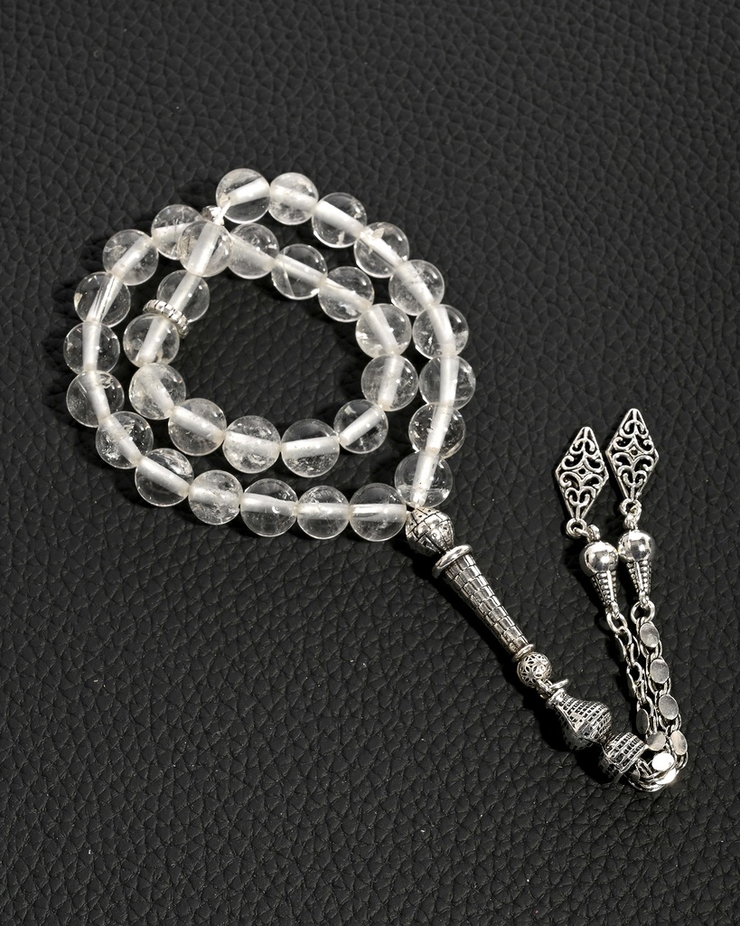 سبحة حجر كلير كوارتز 33 خرزة ROS8035WH