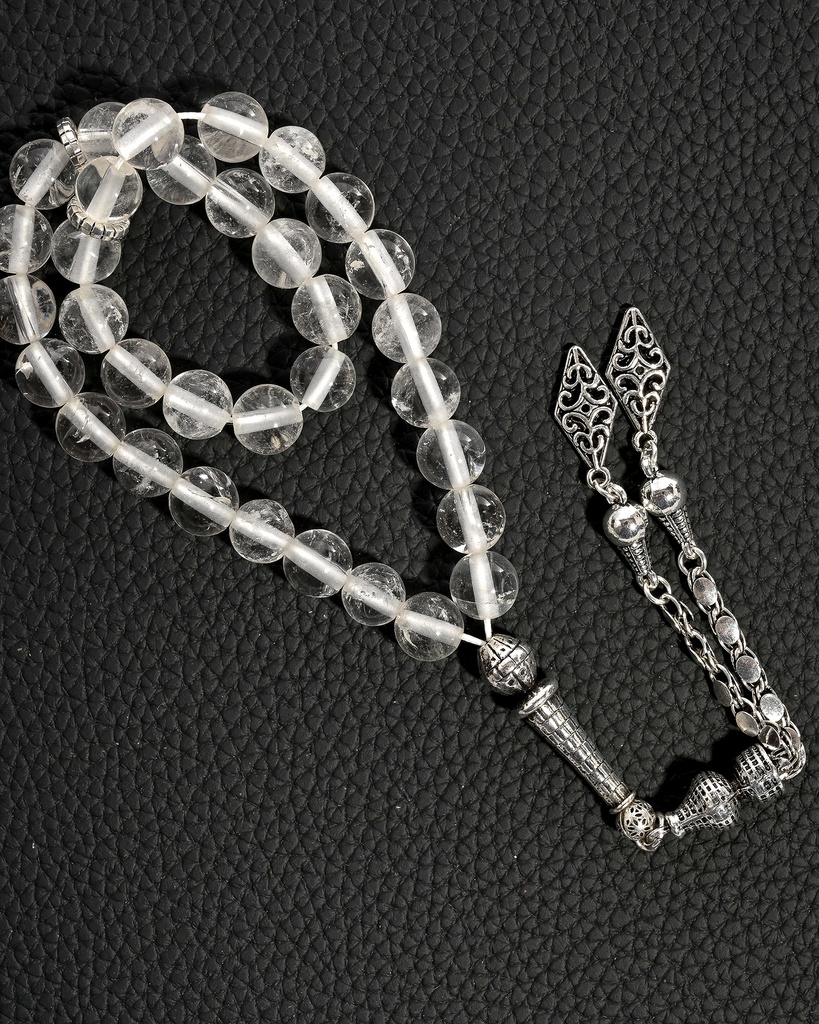 سبحة حجر كلير كوارتز 33 خرزة ROS8035WH