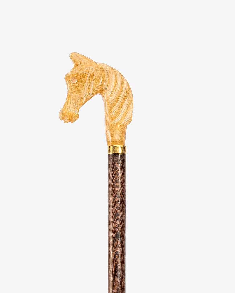 عصا عكاز راس الحصان خشب فينجي طبيعي
