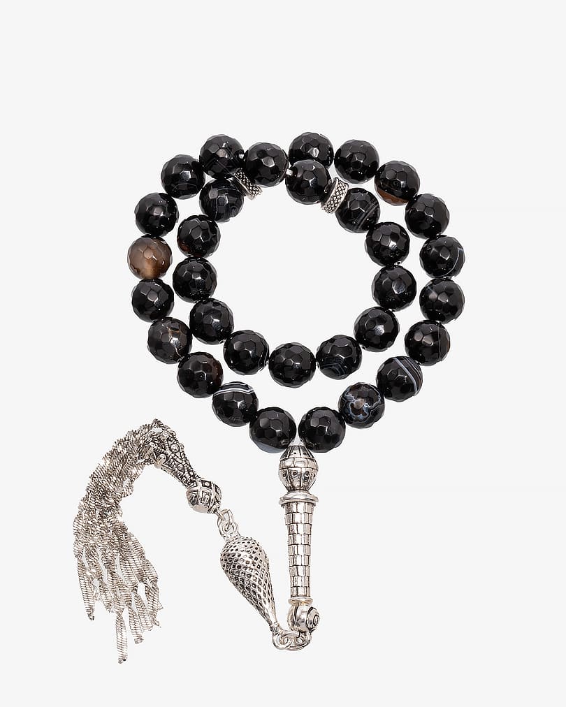 Agate stone rosary with veins ROS8096BK