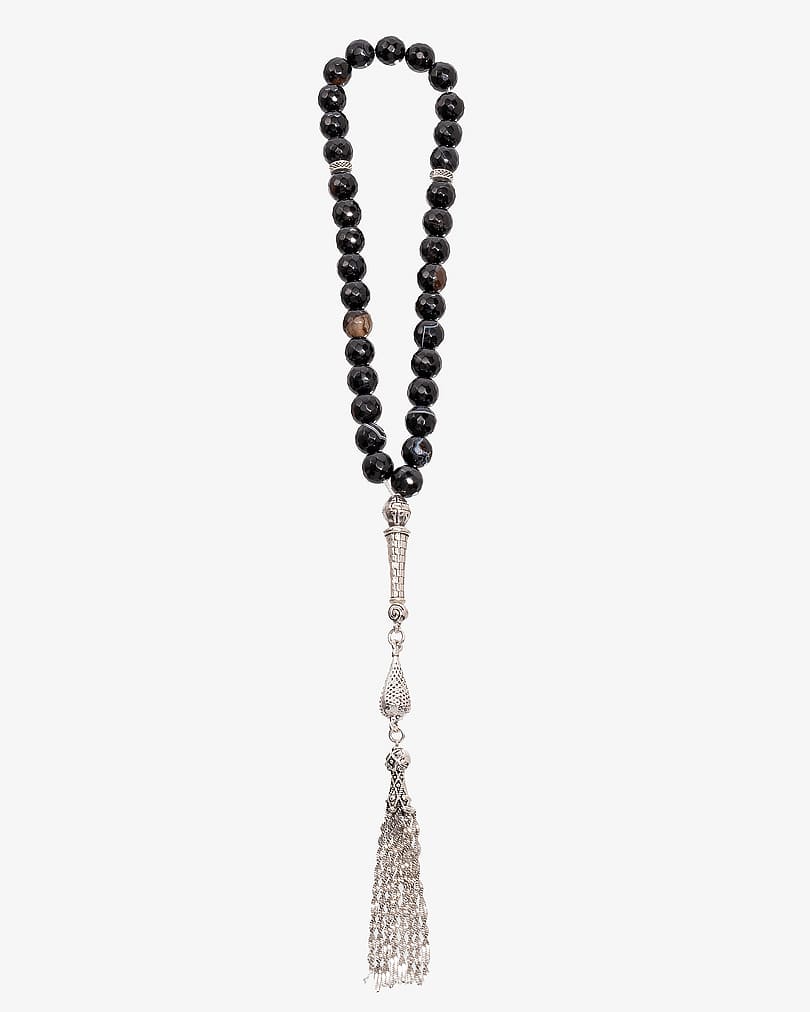 Agate stone rosary with veins ROS8096BK